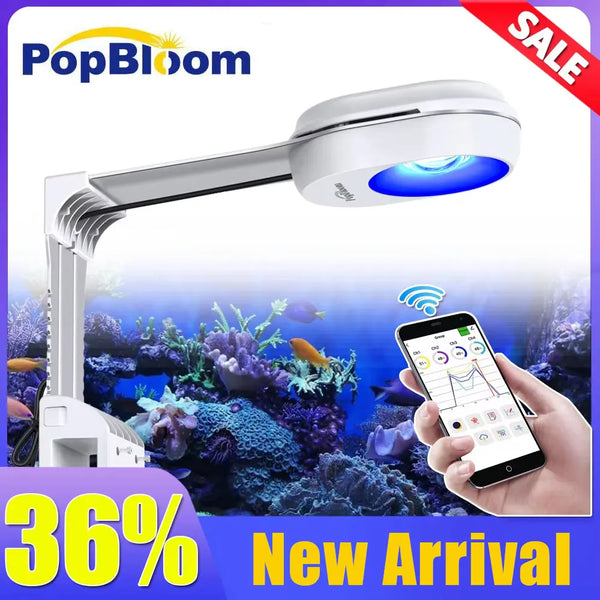 Wifi Marine Aquarium Light Smart Saltwater Lighting with App Control for Coral Reef SPS/LPS Fish Tank Lamp, with Mount